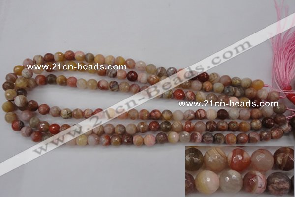 CAG4472 15.5 inches 8mm faceted round pink botswana agate beads