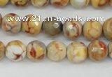 CAG4482 15.5 inches 6mm faceted round fire crackle agate beads