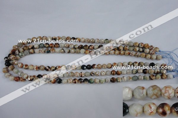 CAG4483 15.5 inches 6mm faceted round fire crackle agate beads