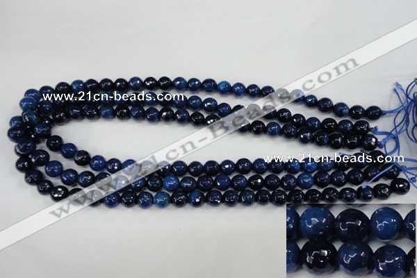 CAG4494 15.5 inches 8mm faceted round fire crackle agate beads