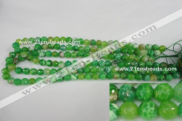 CAG4496 15.5 inches 8mm faceted round fire crackle agate beads