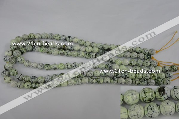 CAG4497 15.5 inches 8mm faceted round fire crackle agate beads