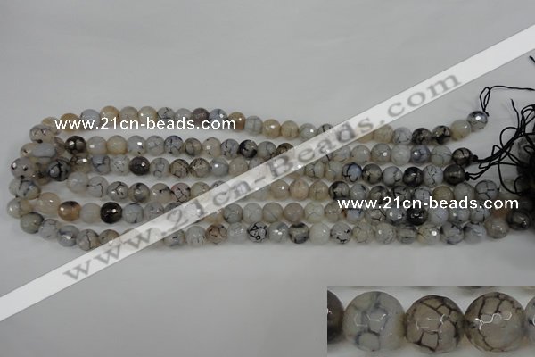 CAG4498 15.5 inches 8mm faceted round fire crackle agate beads