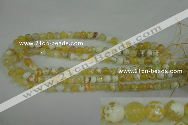 CAG4502 15.5 inches 8mm faceted round fire crackle agate beads