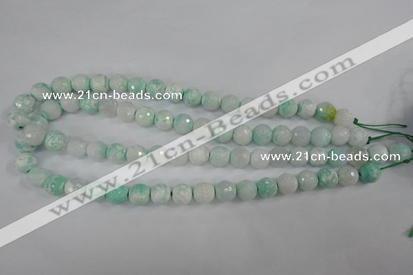 CAG4516 15.5 inches 10mm faceted round fire crackle agate beads