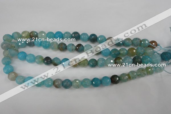 CAG4518 15.5 inches 10mm faceted round fire crackle agate beads