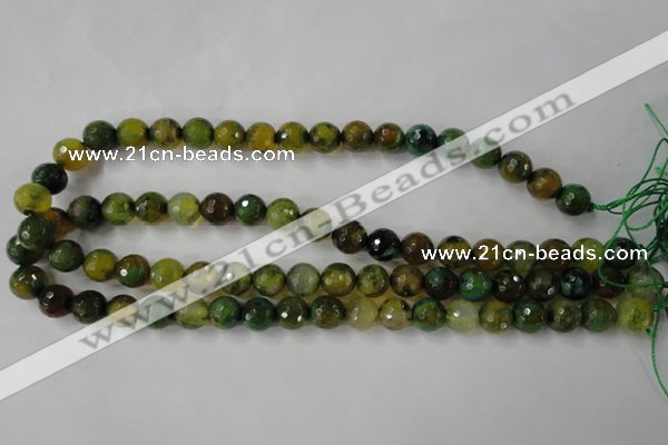 CAG4519 15.5 inches 10mm faceted round fire crackle agate beads