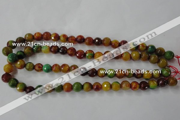 CAG4520 15.5 inches 10mm faceted round fire crackle agate beads