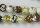 CAG4523 15.5 inches 10mm faceted round fire crackle agate beads