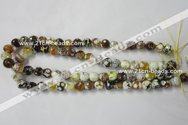 CAG4523 15.5 inches 10mm faceted round fire crackle agate beads