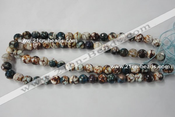 CAG4524 15.5 inches 10mm faceted round fire crackle agate beads