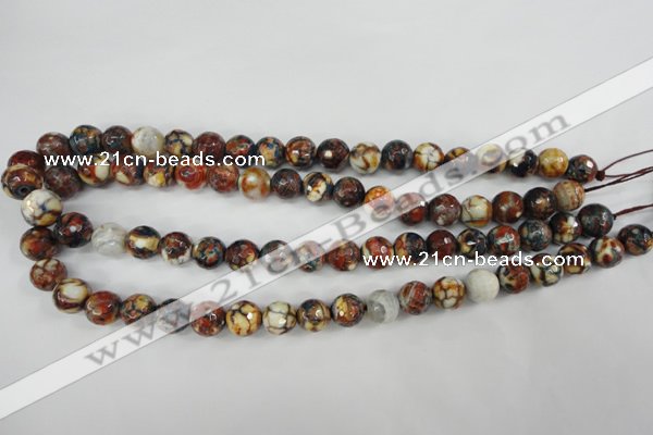 CAG4525 15.5 inches 10mm faceted round fire crackle agate beads