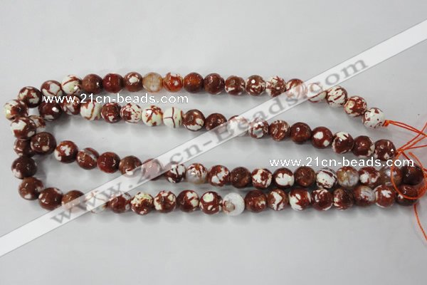 CAG4527 15.5 inches 10mm faceted round fire crackle agate beads