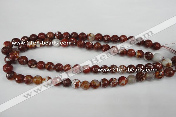 CAG4528 15.5 inches 10mm faceted round fire crackle agate beads