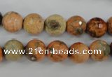 CAG4529 15.5 inches 10mm faceted round fire crackle agate beads