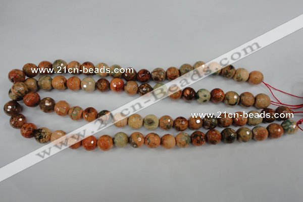 CAG4529 15.5 inches 10mm faceted round fire crackle agate beads