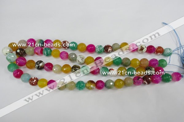 CAG4531 15.5 inches 10mm faceted round fire crackle agate beads