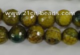 CAG4541 15.5 inches 12mm faceted round fire crackle agate beads