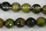 CAG4542 15.5 inches 12mm faceted round fire crackle agate beads