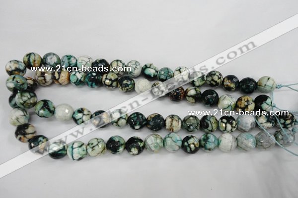 CAG4545 15.5 inches 12mm faceted round fire crackle agate beads