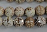 CAG4546 15.5 inches 12mm faceted round fire crackle agate beads