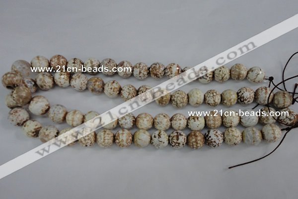 CAG4546 15.5 inches 12mm faceted round fire crackle agate beads