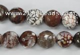 CAG4547 15.5 inches 12mm faceted round fire crackle agate beads