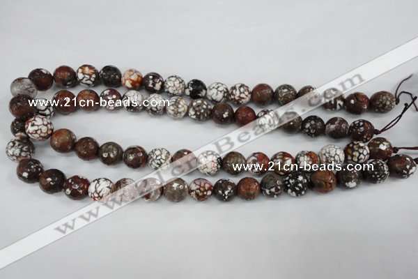 CAG4547 15.5 inches 12mm faceted round fire crackle agate beads