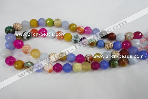 CAG4549 15.5 inches 12mm faceted round fire crackle agate beads