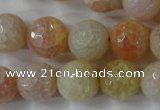 CAG4555 15.5 inches 14mm faceted round fire crackle agate beads