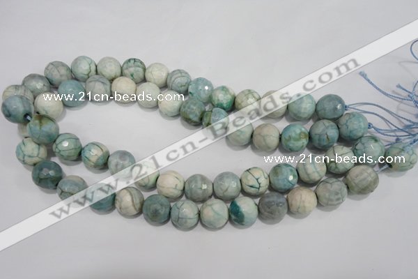 CAG4556 15.5 inches 14mm faceted round fire crackle agate beads