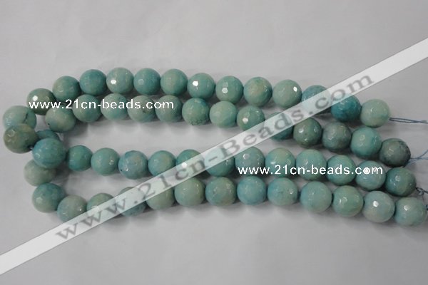 CAG4557 15.5 inches 14mm faceted round fire crackle agate beads