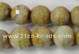 CAG4558 15.5 inches 14mm faceted round fire crackle agate beads