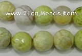 CAG4559 15.5 inches 14mm faceted round fire crackle agate beads