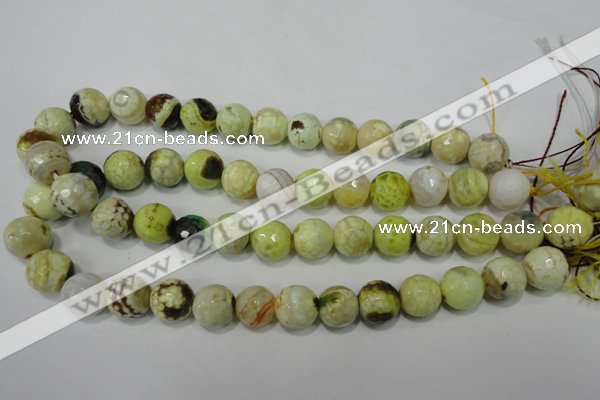 CAG4559 15.5 inches 14mm faceted round fire crackle agate beads