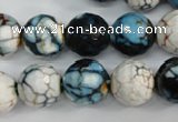 CAG4561 15.5 inches 14mm faceted round fire crackle agate beads