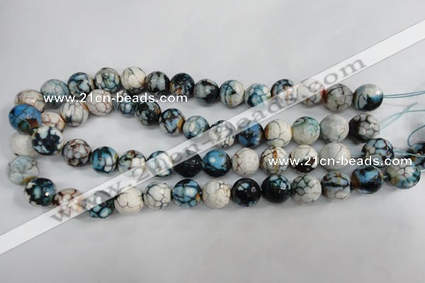 CAG4561 15.5 inches 14mm faceted round fire crackle agate beads