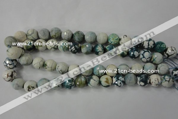 CAG4562 15.5 inches 14mm faceted round fire crackle agate beads