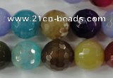 CAG4564 15.5 inches 14mm faceted round fire crackle agate beads