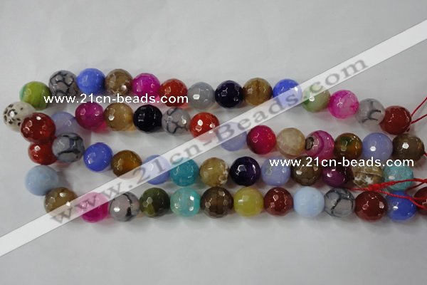 CAG4564 15.5 inches 14mm faceted round fire crackle agate beads