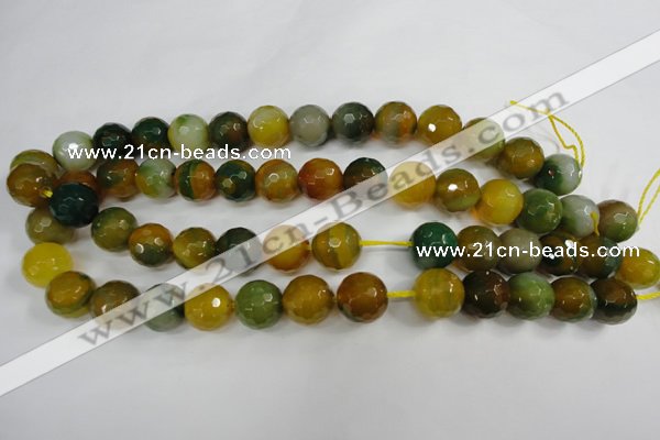 CAG4566 15.5 inches 14mm faceted round agate beads wholesale