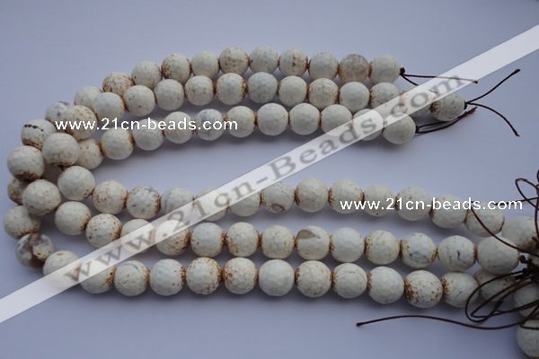 CAG4569 15.5 inches 13mm - 14mm faceted round fire crackle agate beads