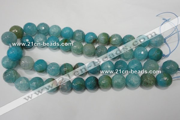 CAG4571 15.5 inches 16mm faceted round fire crackle agate beads