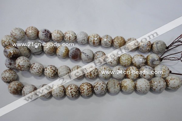 CAG4573 15.5 inches 16mm faceted round fire crackle agate beads