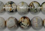 CAG4575 15.5 inches 16mm faceted round fire crackle agate beads