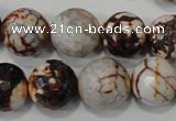 CAG4576 15.5 inches 16mm faceted round fire crackle agate beads