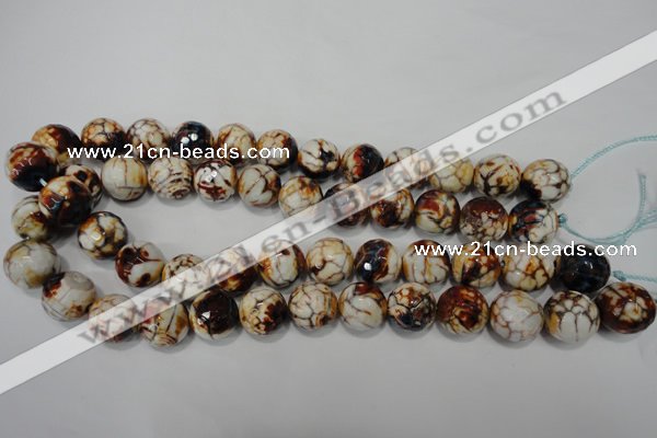 CAG4577 15.5 inches 16mm faceted round fire crackle agate beads