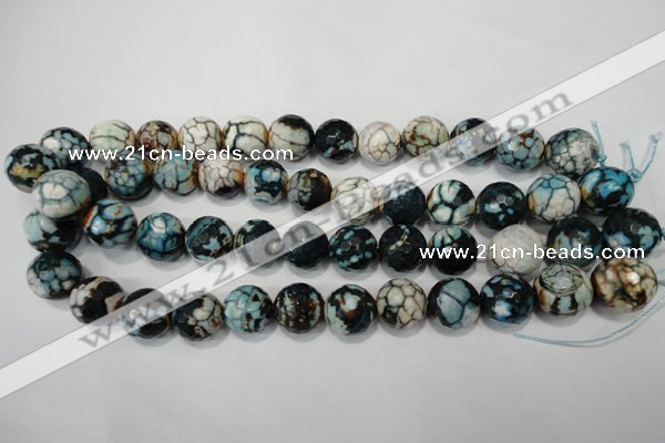 CAG4578 15.5 inches 16mm faceted round fire crackle agate beads