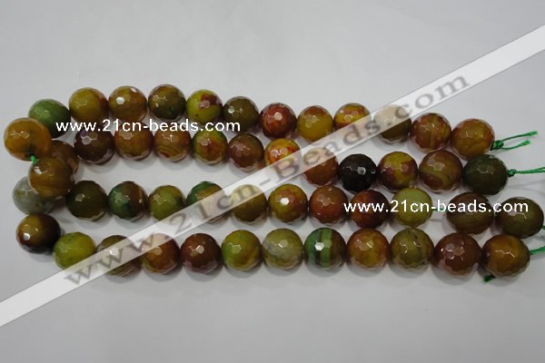 CAG4582 15.5 inches 16mm faceted round fire crackle agate beads