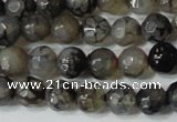 CAG4600 15.5 inches 4mm faceted round fire crackle agate beads